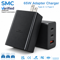 Chargeur GaN 65W en gros, charge rapide, 3 ports, adaptateur secteur Type C, 2C1A, chargeur de téléphone portable pour Samsung