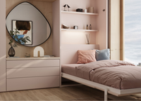 Meubles de chambre intelligents : Lit mural pliable Murphy en bois avec commode, armoire et tiroirs