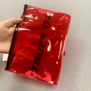 Großhandel individuell bedruckte rote Kunststoff-Reiß verschluss tasche Transparente Kunststoff verpackung Reiß verschluss tasche mit Logo für Kleidung