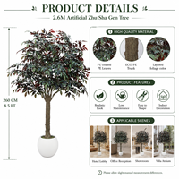 Arbre artificiel Crenata de 8,5 pieds en PE, toucher réel, ignifuge, résistant aux UV, écologique, vente en gros directe d'usine, OEM ODM