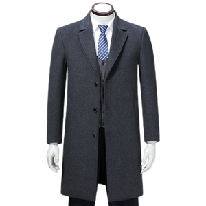 <span class=keywords><strong>Trench</strong></span>-<span class=keywords><strong>coat</strong></span> <span class=keywords><strong>homme</strong></span> en laine mélangée à pois col cranté simple boutonnage pardessus mi-<span class=keywords><strong>long</strong></span> veste d'affaires - Product Image 2
