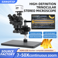 Microscope trinoculaire SANQTID TD-750P-4KHU Gorilla pour la réparation de cartes mères de téléphones portables, outil haute définition