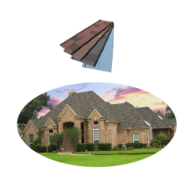 Construction Materials Asphalt Shingles Sheet Metal Steel Color Tile Roof For villas