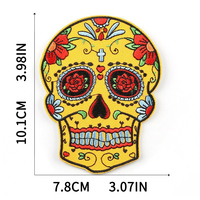 En gros : Patchs brodés personnalisés motif Sugar Skull, mini badges Rock Biker pour décoration de veste