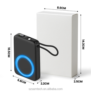 <span class=keywords><strong>Mag</strong></span> Carga rápida PD 22,5 W Banco de energía inalámbrico magnético 10000mAh Cargador portátil Soporte plegable Cables incorporados Pantalla LED - Product Image 2