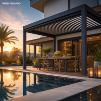 Pergola motorisée à lames en verre trempé, toit rétractable imperméable, moderne, pour villa, patio extérieur, jardin, cour, bioclimatique