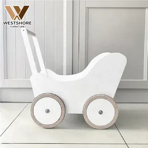Westshore Wit Houten Poppen Kinderwagen Wandelwagen Push Speelgoed Baby Push Wandelaar Gift Voor Kids Baby Push Walker