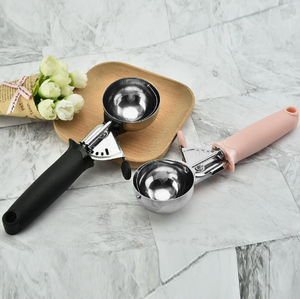 Cuillère à <span class=keywords><strong>glace</strong></span> en acier inoxydable avec déclencheur, cuillère à boules de fruits, gadget de cuisine domestique - Product Image 6