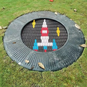 <span class=keywords><strong>Trampoline</strong></span> enterré au sol avec logo OEM, design coloré personnalisé pour parc extérieur - Product Image 2