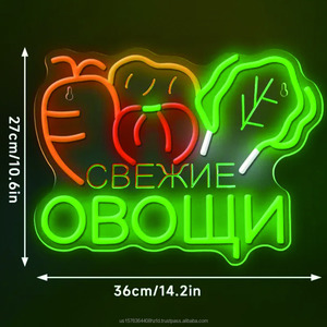 Indoor LED neon <b>sign</b> Russian vegetable market shop <b>sign</b> fresh food display board luminous letters display board customization 5V - Product Image 5