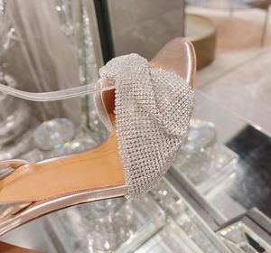 Chaussures de Mariée de Luxe 2026 de Marque Haut de Gamme, Sandales à Talons Hauts en Strass Argentés, Chaussures de Soirée en Cristal pour Femme - Product Image 5