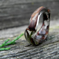 Natural Forest Ring Men's Women's Resin Juniper Wooden Curved Wood Ring