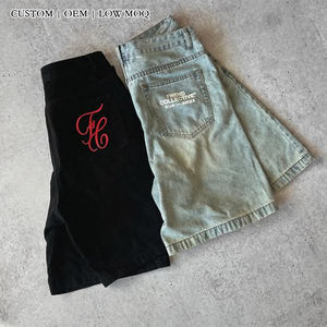 Pantalones Cortos Vaqueros Vintage Personalizados para Hombre con Llavero, Estilo Urbano, Logotipo Bordado, <span class=keywords><strong>OEM</strong></span>, MOQ Bajo, Venta al por Mayor - Product Image 3