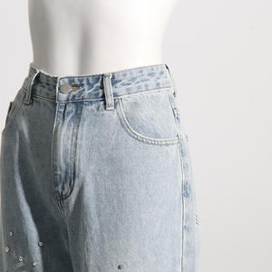 2025 nuevos pantalones vaqueros con cuentas de la industria pesada, pantalones vaqueros de cintura alta ajustados y rectos de moda, pantalones vaqueros de último diseño para mujer - Product Image 6