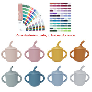 Vaso de agua de silicona para bebé con pajita, vaso de entrenamiento antiderrames, diseño de pico de pato para niños de 1 a 2 años, color rosa, calibre estándar - Product Image 4