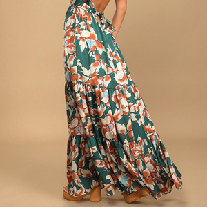 Vêtements pour femmes <span class=keywords><strong>été</strong></span> 2023 personnalisé imprimé vacances plage longues robes décontractées à volants à plusieurs niveaux Floral Maxi licou <span class=keywords><strong>robe</strong></span> <span class=keywords><strong>bohème</strong></span> - Product Image 6