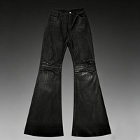 Jean évasé noir vintage pour homme, effet froissé aux genoux, enduit de cire, extensible, style gothique Y2K, coupe cloche empilée, streetwear