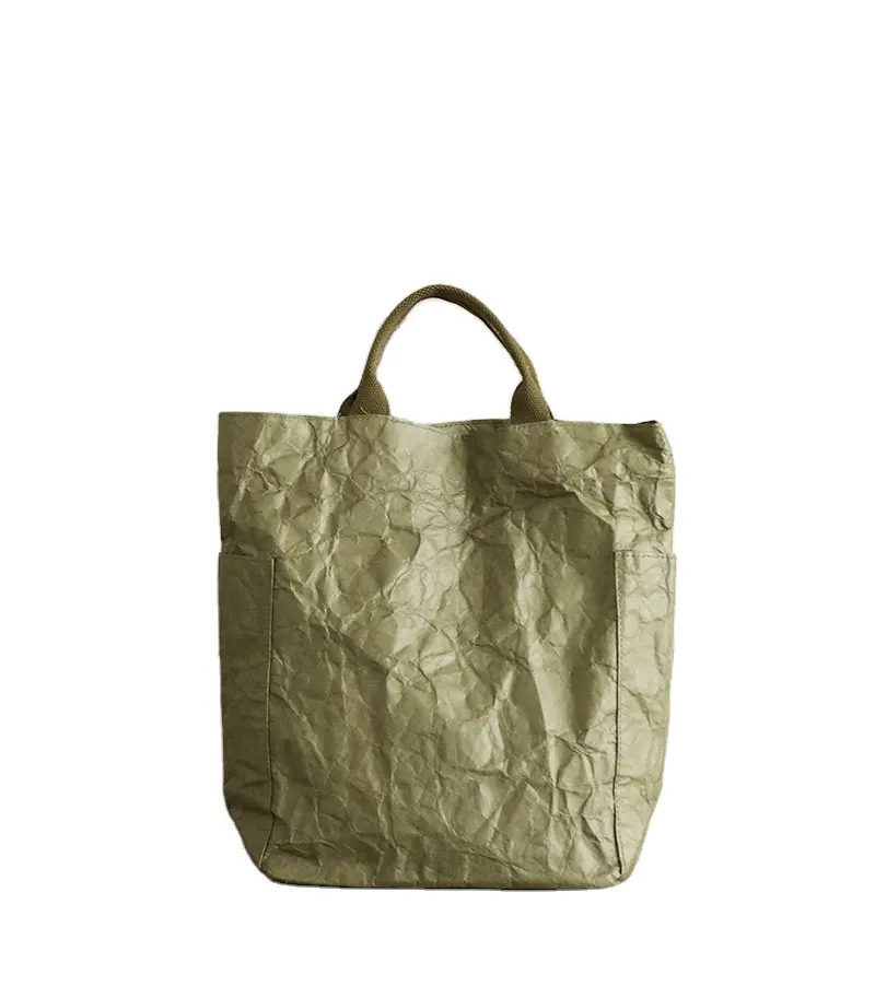 Doğal Tyvek Kraft kağıt bayan Tote kova çanta ve çanta orta Satchel Hobo tasarımcı logosu ile omuz çantaları çalışmak