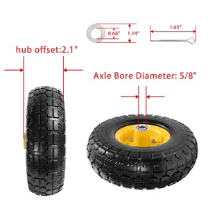 Antanker 4.10/3.50-4 Tire And Wheel 10"" Flat Free Solid Lawn Mower Tire Wheel