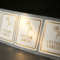 Étiquettes adhésives imperméables texturées or de luxe, personnalisables, avec marquage à chaud, support d'impression de logo personnalisé, en vinyle PVC