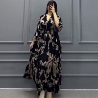 Robe longue maxi en mousseline de soie à imprimé floral et col en V, grande taille, pour soirée, style africain, vêtement musulman