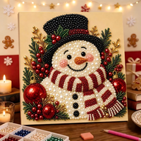Kit d'art de peinture au diamant et perles DIY pour Noël avec cadre, décoration murale de Noël pour la maison, cadeau de peinture aux perles