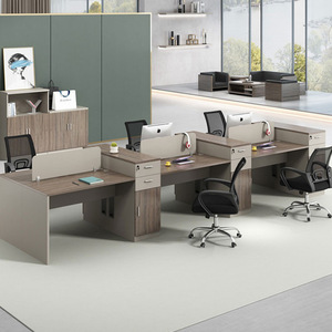 OEM 现代四人办公桌椅组合带电脑屏幕卡办公家具 - Product Image 3