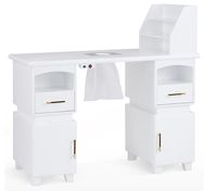 Table à ongles ergonomique réglable avec grande surface de travail et dépoussiéreur intégré pour salons de manucure, salons de beauté et salons de coiffure, en bois