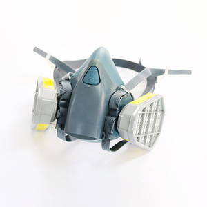 Masker gas industri silikon dengan dua filter, respirator setengah wajah anti gas kimia - Product Image 2