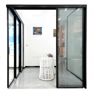 Porte coulissante en aluminium <span class=keywords><strong>de</strong></span> style minimaliste porte en <span class=keywords><strong>verre</strong></span> horizontale pour cuisine <span class=keywords><strong>salon</strong></span> salle <span class=keywords><strong>de</strong></span> séparation - Product Image 3