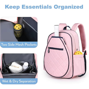 Bolsas de Raqueta de Pickleball de Lujo Personalizadas para <span class=keywords><strong>Mujer</strong></span>, Mochila Deportiva de Tenis y Pickleball con Compartimento para Zapatos - Product Image 4