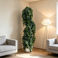 Grandes plantes artificielles à feuillage tombant avec pot en marbre pour la décoration de hall d'hôtel moderne et de salle d'exposition de meubles