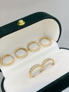 Pendientes Xinfly de oro real de 18 quilates, joyería de oro de 18 quilates AU750, pendientes de diamantes naturales de 0.20 quilates, pendientes de aro redondos para mujer - Product Image 4