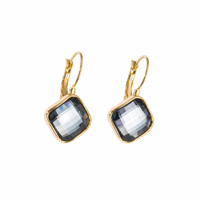 Pendientes Colgantes Dorados Deslumbrantes con Diseño Cuadrado y Bezel de Cojín, con Cristales Grises Ahumados en Patrón de Tablero de Ajedrez, Joyería de Moda para Mujer, Regalo