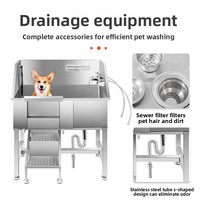 Kolam Mandi Hewan Peliharaan Besar Komersial Stainless Steel 201 untuk Anjing & Kucing Model EYZ-34 untuk Penggunaan Toko Hewan Peliharaan