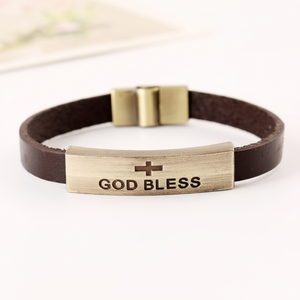 Antico dio Bless braccialetto di alta gioielleria in pelle Vintage - Product Image 1