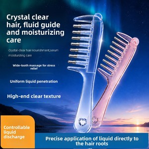 Bestverkochte Mino Scalp Applicator Essentiële Olie Serum-Massagekam Kristal-Led Vloeistof-Aanbrenging Metalen Borstelharen Hartvormig - Product Image 4