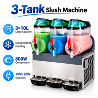 Machine à slush commerciale à LED, en acier inoxydable de qualité alimentaire, 800W, 3 robinets, machine à boissons glacées électrique de comptoir