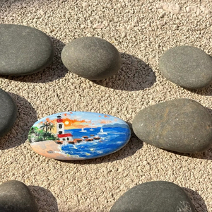 Buena calidad Natural Flat River Stone Painting Rock Black Pebble Stone River Rocks para niños DIY Painting - Product Image 1