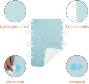 Almohadillas para incontinencia de proveedor OEM, almohadilla de cama impermeable de posicionamiento lavable con 8 asas para ancianos postrados en cama - Product Image 2