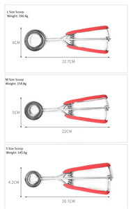 Cuillère à melon en acier inoxydable en gros avec poignée souple et dégagement rapide pour pâte à biscuits - Product Image 6