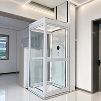 Lift Rumah Modern Berbentuk L dengan Shaft Kaca Panoramic, Panel Belakang Berlampu, Operasi Halus dan Senyap untuk Rumah Pribadi