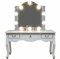 Table de toilette de luxe moderne blanche pour chambre à coucher avec miroir LED, coiffeuse pour maquillage