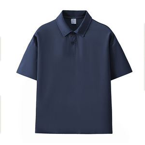 เสื้อโปโลผ้าฝ้ายเย็นสบายสำหรับฤดูร้อน แบบหลวม สีพื้น สำหรับเด็กผู้ชาย  รับสกรีนโลโก้ แฟชั่นสตรีท ปกเสื้อโปโล - Product Image 2