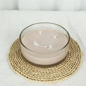 Decoração de casa extra grande redonda vazia, boca larga 3 castiçais 4 vidro perfumado recipiente de vela frascos para fabricação de velas