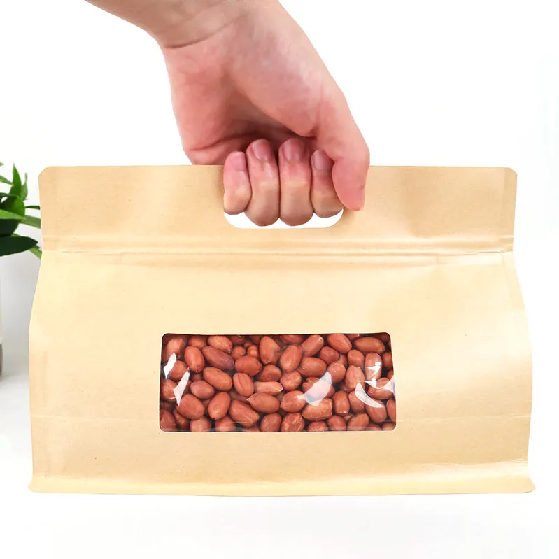 Brown kraft paper bag dried fruit bag heat sealing pull chain bag