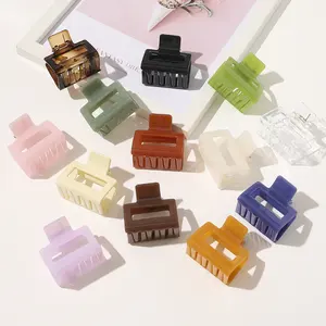 Wholesale High Quality Small Hair Claws Solid Color Square Jelly Hair Clip Shower Wash Acrylic Women Hairclips