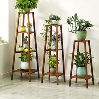 Vente en gros à plusieurs étages extérieur intérieur maison décorative pot de fleur en bambou présentoir étagères support pour plante