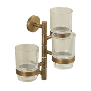 Standard Pa <b>Wall</b> Mounted <b>Toothbrush</b> Cup <b>Holder</b> 3 Cup Antique Bronze Oral Hygiene Storage Rack - Product Image 5