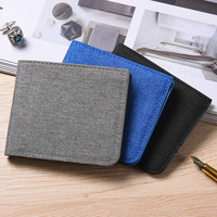 Portefeuille en toile ultra-mince pour hommes, multi-cartes, porte-billets horizontal décontracté à fermeture ouverte pour étudiants, travailleurs frontaliers